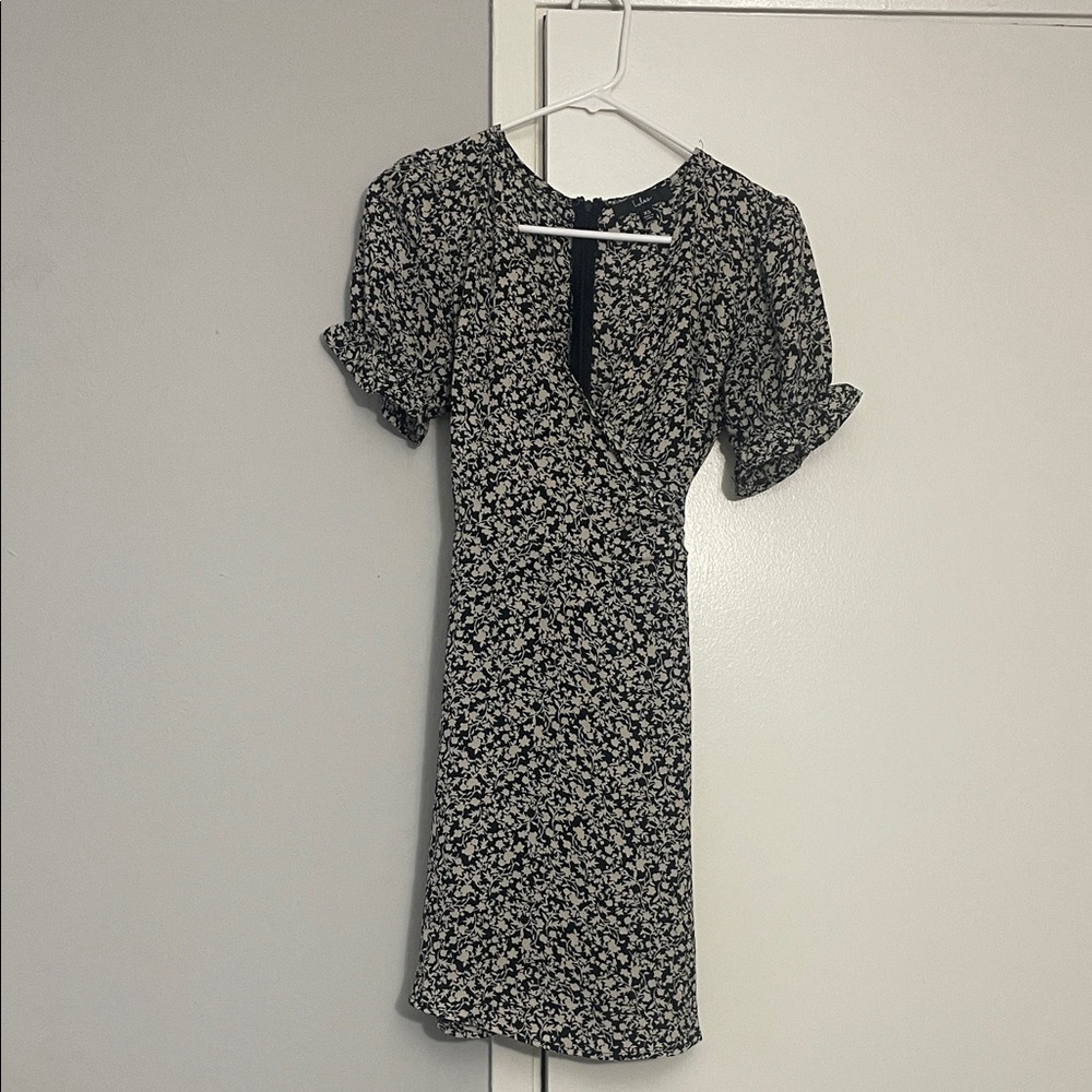 Lulu's Black and White Floral Mini Dress
